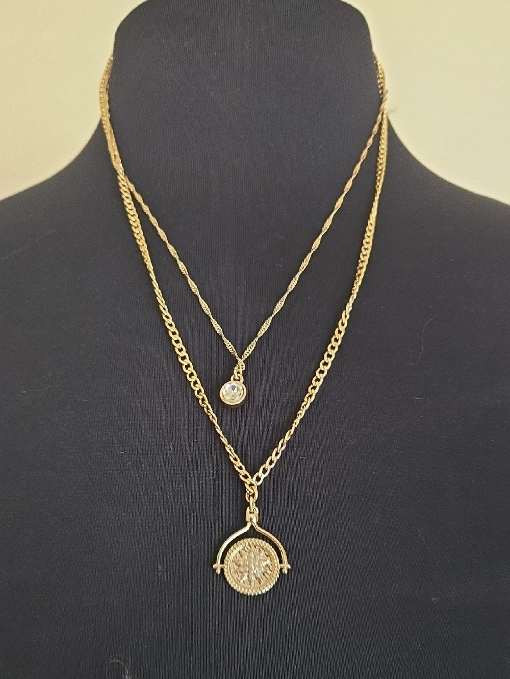 J. Crew Gold Layered Disc Pendant Necklace